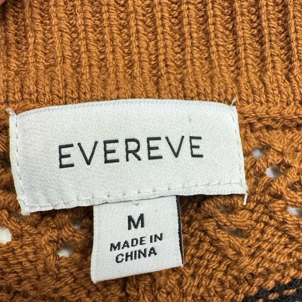 EVEREVE Sawyer Chevron Pullover Open Knit V Neck Pointelle Sweater Medium VGUC